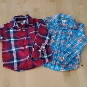Two Carter's Long Sleeved 2T Button-Down Shirts